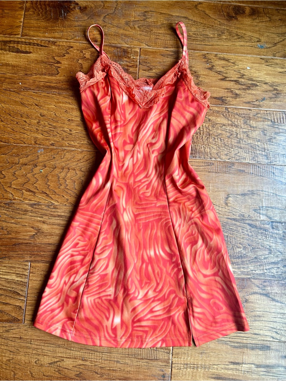 Women's Orange Lace-Trim Slip Dress - Picture 3 of 7